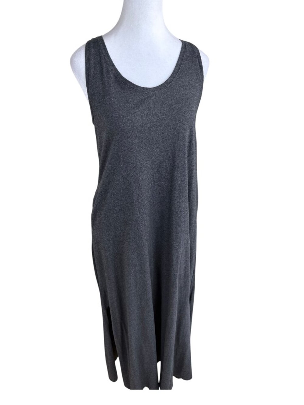 Free Fly Athleisure Dress Midi Maxi Sleeveless Gray Cotton Blend (M)